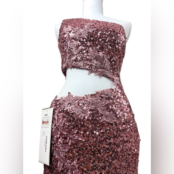 NWT Terani Couture One Shoulder Pink Sequin Cut Out Formal‎ Maxi Gown Glamour - Picture 10 of 13